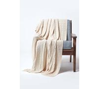 Homescapes Cotton Cable Knit Throw Soft & Cosy Vintage Blanket In Natural Natural