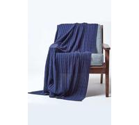 (Navy, 130 x 170 cm) Cotton Cable Knit Throw