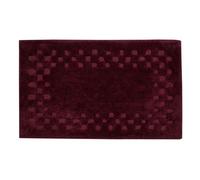 Homescapes Cotton Check Border Aubergine Bath Mat