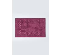 Homescapes Cotton Check Border Aubergine Bath Mat