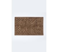 Homescapes Cotton Check Border Bath Mat in Chocolate Homescapes Chocolate