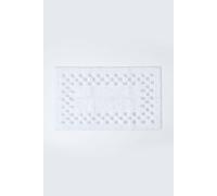 Homescapes Cotton Check Border Bath Mat In White White One Size