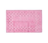 Homescapes Cotton Check Border Bath Mat in Pink Homescapes Pink