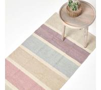 Cotton Chenille Striped Hall Runner, 66 x 200 cm Homescapes Grey 66cm x 200cm