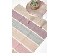 Homescapes Cotton Chenille Striped Rug In Grey Grey