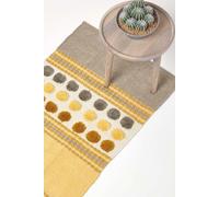 Homescapes Cotton Chenille Striped Tufted Circle Rug - Yellow / 200cm