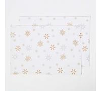 Homescapes Cotton Christmas Gold Snowflake Pack of 2 Placemats