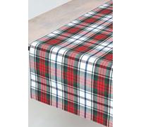 Homescapes Cotton Christmas Macduff Tartan Table Runner In Red Red One Size