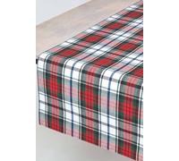 Homescapes Cotton Christmas Macduff Tartan Table Runner In Red Red