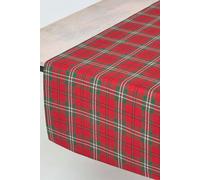 Homescapes Cotton Christmas Prince Edward Tartan Table Runner in Red Homescapes Red