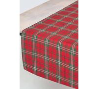 Homescapes Cotton Christmas Prince Edward Tartan Table Runner In Red Red