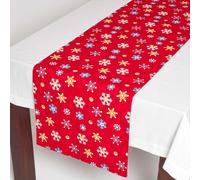 Homescapes Cotton Christmas Red Snowflake Table Runner