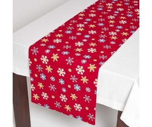 Homescapes Cotton Christmas Red Snowflake Table Runner