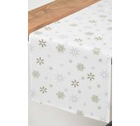 Homescapes Cotton Christmas Snowflake Table Runner In White White