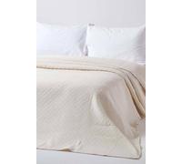 HOMESCAPES Cream Cotton Rich Metelassé Textured Bedspread with Diamond Pattern, Single