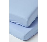 HOMESCAPES Blue Cot Fitted Sheets 60 x 120 cm 2 Pack 100% Egyptian Cotton Percale Soft Hypoallergenic Cot Sheet with Fully Elasticated Skirt Breathable Easy Care 200 TC 400 Thread Count Equivalent