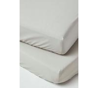 HOMESCAPES Cotton Fitted Cot Sheets 200 Thread Count, 2 Pack - Grey