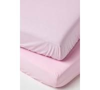 Homescapes Pink Cotton Cot Bed Fitted Sheets 200 Thread Count, 2 Pack