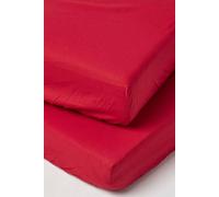 (70 x 140 cm, Red) Cot Fitted Sheets 2 Pack Egyptian Cotton with Fully Elasticated Skirt 200 Thread Count