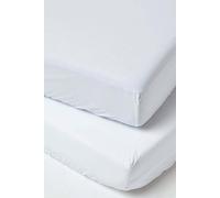 HOMESCAPES White Cot Bed Fitted Sheets 70 x 140 cm 2 Pack 100% Egyptian Cotton Percale Soft Hypoallergenic Toddler Bed Sheet Fully Elasticated Skirt Breathable Easy Care 200 TC 400 Thread Count Equiv