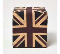 HOMESCAPES Cotton Cube Pouffe Vintage Union Jack - 36 x 36 x 38 cm