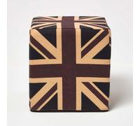 Homescapes Cotton Cube Pouffe Vintage Union Jack Homescapes Multicolor
