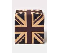 Homescapes Cotton Cube Pouffe Vintage Union Jack Homescapes Multicolor