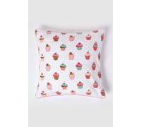 HOMESCAPES - 100% Cotton - Cup Cakes - Cushion Cover - 45 x 45 cm Square - 18 x 18 Inches - Blue Pink Red White - 100% Cotton Sofa Pillow Cushion Cover - Washable