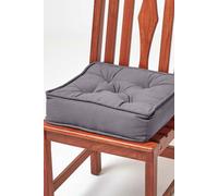 Homescapes Cotton Dining Chair Booster Cushion in Charcoal | Size: 40 cm x 40 cm Homescapes Charcoal 40 cm x 40 cm