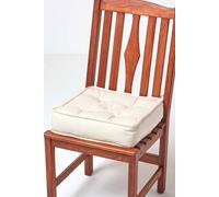Homescapes Cotton Dining Chair Booster Cushion in Cream | Size: 40 cm x 40 cm Homescapes Cream 40 cm x 40 cm