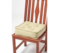 Cotton Dining Chair Booster Cushion Homescapes Light Green 40cm x 40cm