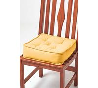 HOMESCAPES Mustard Dining Chair Booster Cushion Large Firm 40 cm Square Seat Pad with Supportive 10 cm Thick Lift Soft Dark Yellow Cotton Cushion For The Elderly, Post-Operative and Pregnancy