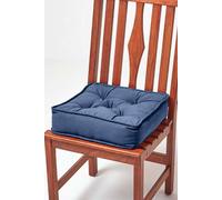 Homescapes Navy Blue Cotton Dining Chair Booster Cushion