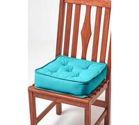 Cotton Dining Chair Booster Cushion Homescapes Teal 40cm x 40cm