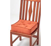 Homescapes Cotton Dining Chair Booster Cushion in Terracotta | Size: 40 cm x 40 cm Homescapes Terracotta 40 cm x 40 cm