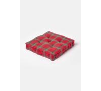 Cotton Edward Tartan Floor Cushion Homescapes Red 40cm x 40cm