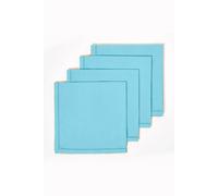 HOMESCAPES Premium Blue Cloth Napkins, Set of 4, Handcrafted, Plain 100% Cotton Fabric Napkins, Washable & Reusable, Dinner Table Napkins for Parties, Events & Weddings - Bright blue, 45 x 45cm
