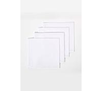 HOMESCAPES Premium White Cloth Napkins, Set of 4, Handcrafted, Plain 100% Cotton Fabric Napkins, Washable & Reusable, Dinner Table Napkins for Parties, Events & Weddings - White, 45 x 45cm
