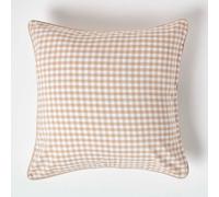 (60 x 60 cm, Beige) Cotton Gingham Check Cushion Cover