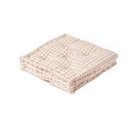Homescapes Cotton Gingham Check Beige Floor Cushion, 40 X 40 Cm