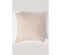 HOMESCAPES - 100% Cotton - Gingham Check - Large Cushion Cover - 60 x 60 cm Square - 24 x 24 Inches - Beige White - 100% Cotton Sofa Pillow Cushion Cover - Washable