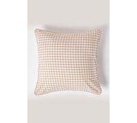 HOMESCAPES - 100% Cotton - Gingham Check - Cushion Cover - 45 x 45 cm Square - 18 x 18 Inches - Beige White - 100% Cotton Sofa Pillow Cushion Cover - Washable