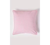 HOMESCAPES - 100% Cotton - Gingham Check - Large Cushion Cover - 60 x 60 cm Square - 24 x 24 Inches - Pink White - 100% Cotton Sofa Pillow Cushion Cover - Washable