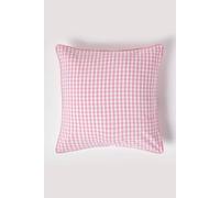 HOMESCAPES - 100% Cotton - Gingham Check - Large Cushion Cover - 60 x 60 cm Square - 24 x 24 Inches - Pink White - 100% Cotton Sofa Pillow Cushion Cover - Washable