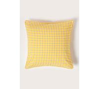 HOMESCAPES - 100% Cotton - Gingham Check - Large Cushion Cover - 60 x 60 cm Square - 24 x 24 Inches - Yellow White - 100% Cotton Sofa Pillow Cushion Cover - Washable