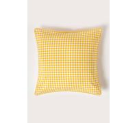 HOMESCAPES - 100% Cotton - Gingham Check - Cushion Cover - 30 x 50 cm Rectangular - 12 x 20 Inches - Yellow White - 100% Cotton Sofa Pillow Cushion Cover - Washable