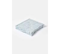 Homescapes Cotton Gingham Check Floor Cushion In Blue Blue 50cm x 50cm