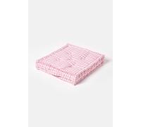 HOMESCAPES Pink & White GINGHAM Check Floor Cushion - 100% Cotton - 40 x 40 x 8 cm Square - Indoor - Garden - Dining chair booster Seat Cushion Pad