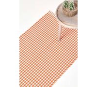 Homescapes Cotton Gingham Check Hand Woven Hall Runner, 66 X 200 Cm In Orange Orange