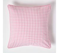 Homescapes Cotton Gingham Check Pink Cushion Cover, 60 X 60 Cm